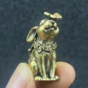 Easter Butterfly Bunny Brass Figurine - NEW 1.06 in L x 0.71 in W